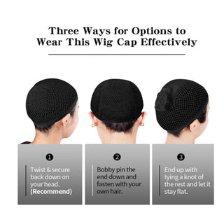 Set of 2 Black Net Wig Cap – Open-Ended, Lightweight & Breathable Base for Wig Styling and Wear