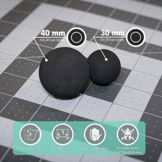 Coscom - Grade A EVA 38 foam Spheres (Black) - (Small 30 mm, or Large 40 mm) - (Sold in Packs of 3 or 6)